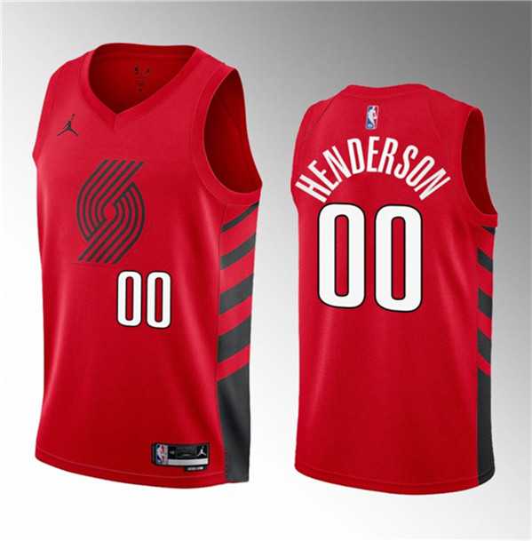 Men%27s Portland Trail Blazers #00 Scoot Henderson Red 2023 Draft Statement Edition Stitched Basketball Jersey Dzhi->portland trailblazers->NBA Jersey